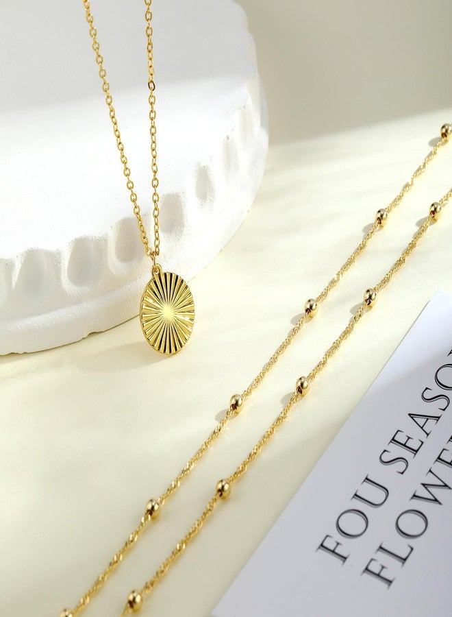 MFRYK Gold Necklaces for Women,14K Gold/Silver Plated Choker Layered Necklace Dainty Pearl Disc Cross Circle Heart Pendant Chain Stackable Necklaces, Multilayer Jewelry Set Gifts for Women - Image 5